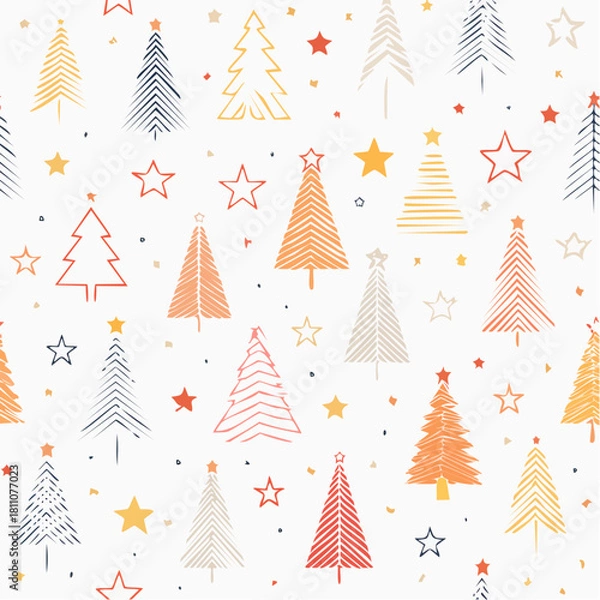 Obraz Christmas Trees Minimal Pastel Pattern