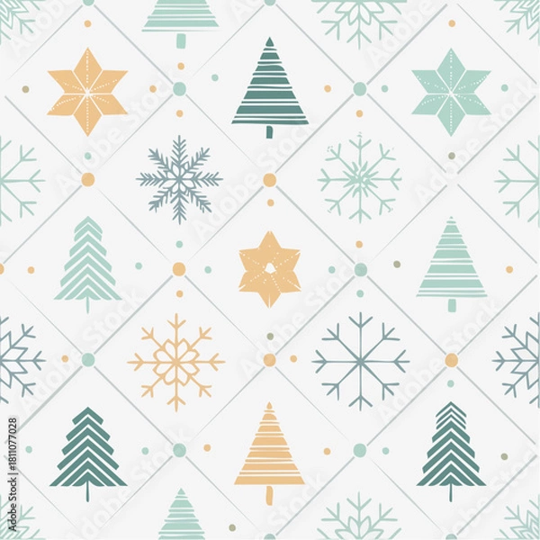 Obraz Geometric Christmas Tiles Pattern