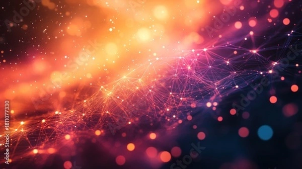 Obraz Vibrant Abstract Network with Glowing Lines and Particles