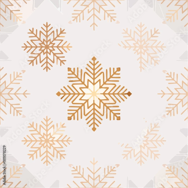 Fototapeta Soft Gold Christmas Snowflake Pattern