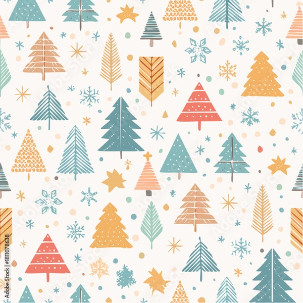 Obraz Modern Christmas Tree Mix Pattern