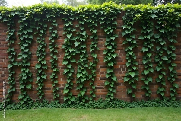 Obraz A thick vine spelling out symbols across a brick wall.