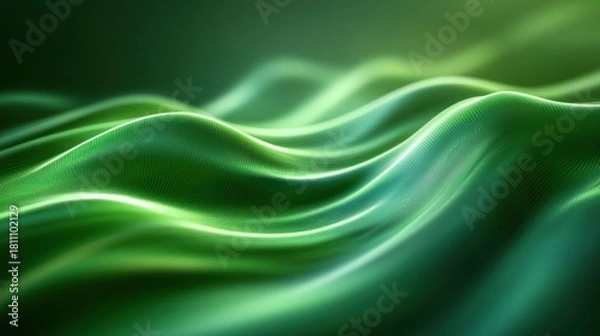 Obraz Dynamic Abstract Green Waves with Luminous Textured Surface Design