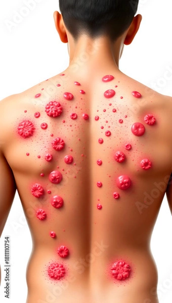 Fototapeta Skin eruptions adorn humanoid back