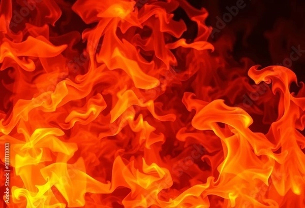Obraz Intense, swirling flames with vibrant orange, yellow, and red hues, creating an abstract fiery backdrop,  fiery background,  dynamic