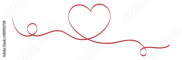 Fototapeta Heart continuous single line drawing on white background