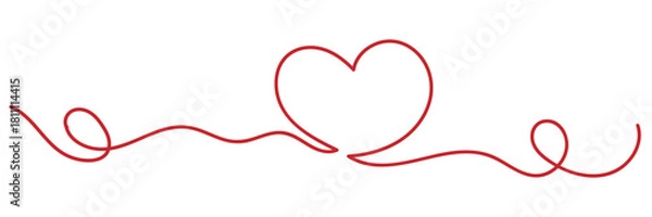 Fototapeta Minimal continuous one line love drawing, vector png