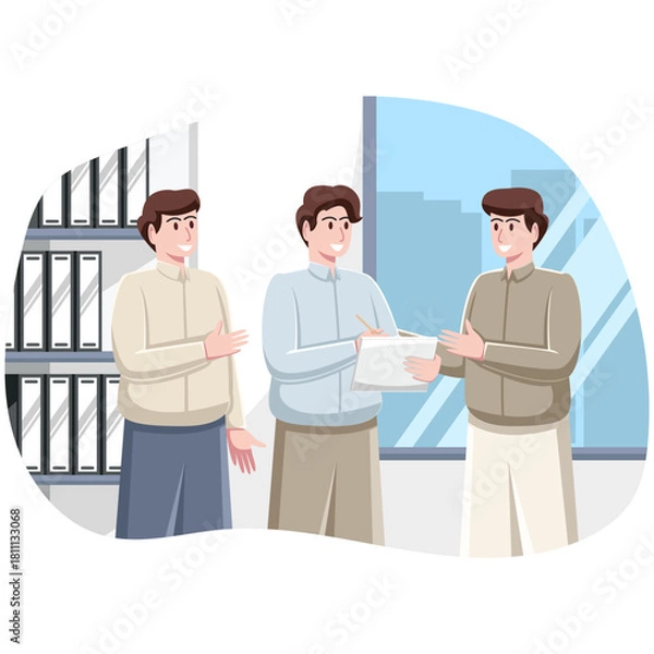 Obraz Office Co-Workers Team Reviews Documents Required for Data Collection