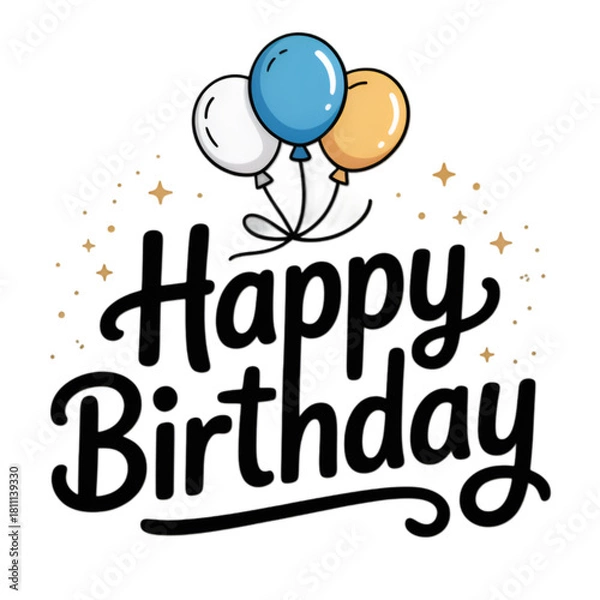 Obraz happy birthday card with balloons