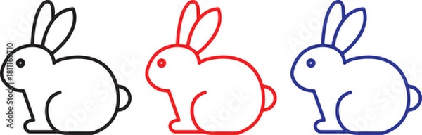 Fototapeta simple rabbit line art, minimalist bunny silhouettes, bold outline rabbits, stylized rabbit icons, simplified rabbit shapes, graphic rabbit illustrations