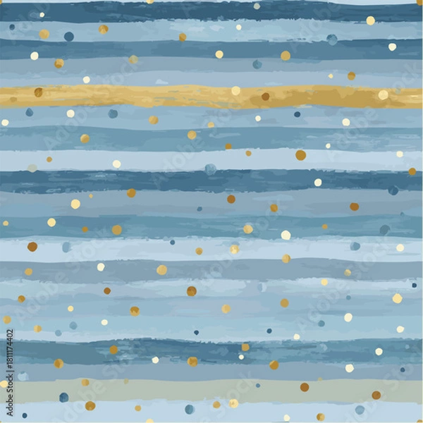 Fototapeta Seamless pattern of hand-painted horizontal stripes and polka dots