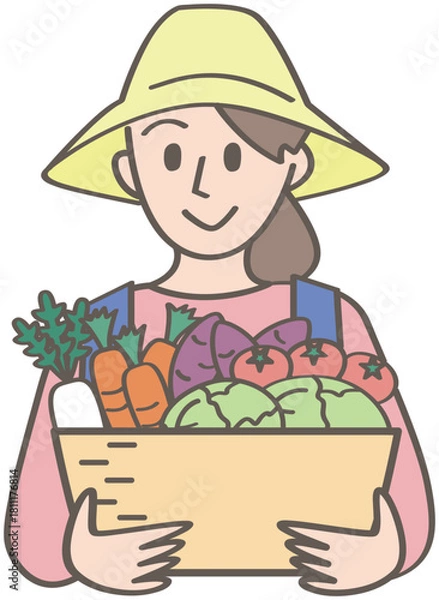 Obraz 農作物と農家の人