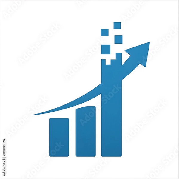 Fototapeta Digital growth chart with upward arrow and pixelated effect