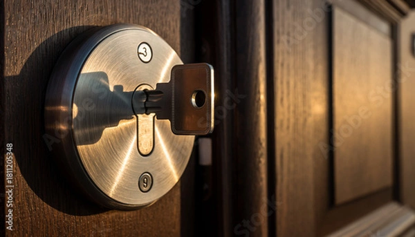 Obraz Home Key in Door Lock
