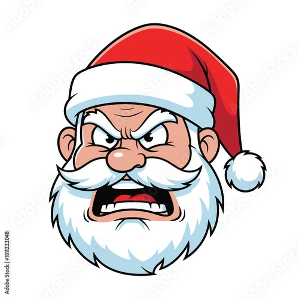 Obraz Cartoon Santa Claus Head Vector with an Angry Expression for festive designs