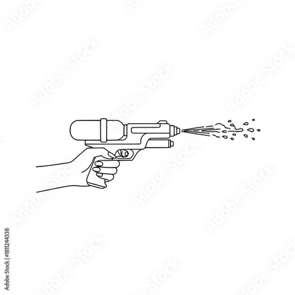 Fototapeta Icon of a beautiful female hand shooting a water gun, representing fun and summer activities