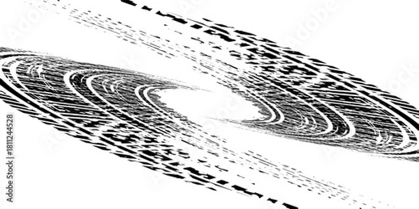 Fototapeta Grunge tire track, wheel braking marks. Truck, car or motorcycle tread pattern silhouette. Auto race, motorsport, speed racing design element. Vector illustration