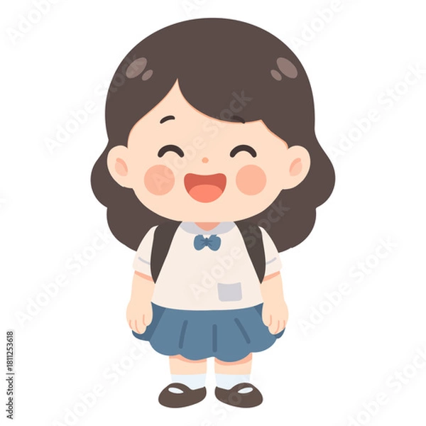 Obraz Cartoon Illustration of a Smiling Student