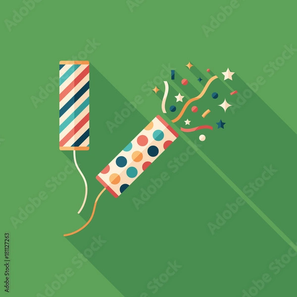 Obraz Party cracker flat square icon with long shadows.
