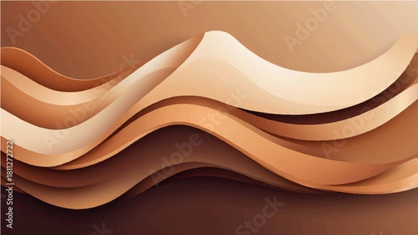 Fototapeta Abstract vector wave design illustration with orange curve lines pattern for creative paper backdrop