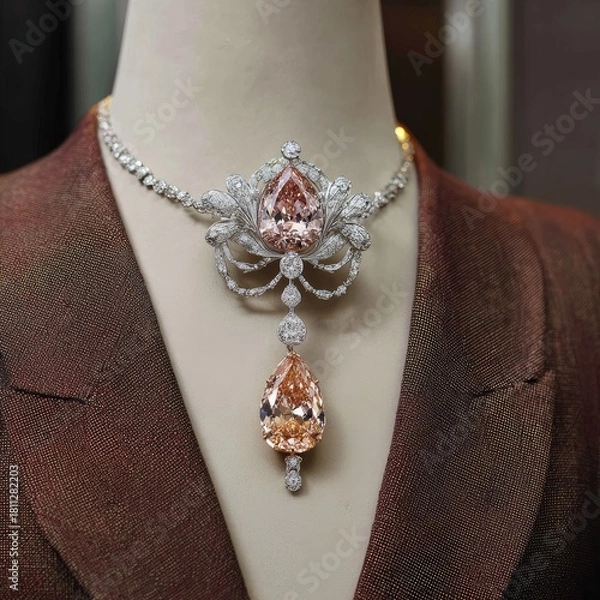 Obraz Ornate necklace with peachy gems on mannequin