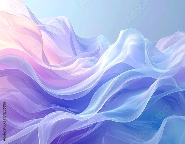 Fototapeta Flowing, ethereal fabric. Pastel shades of pink, purple, and blue blend seamlessly, creating a sense of movement and lightness. The texture is soft