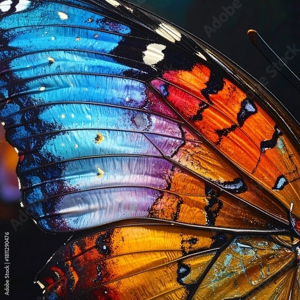 Fototapeta Vibrant butterfly wing displays intricate patterns and colors.