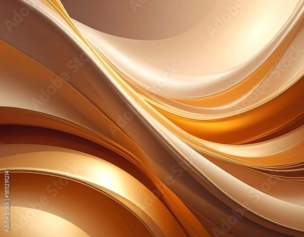 Fototapeta Flowing golden abstract art, with layers of curved lines and soft gradients that create a sense of movement