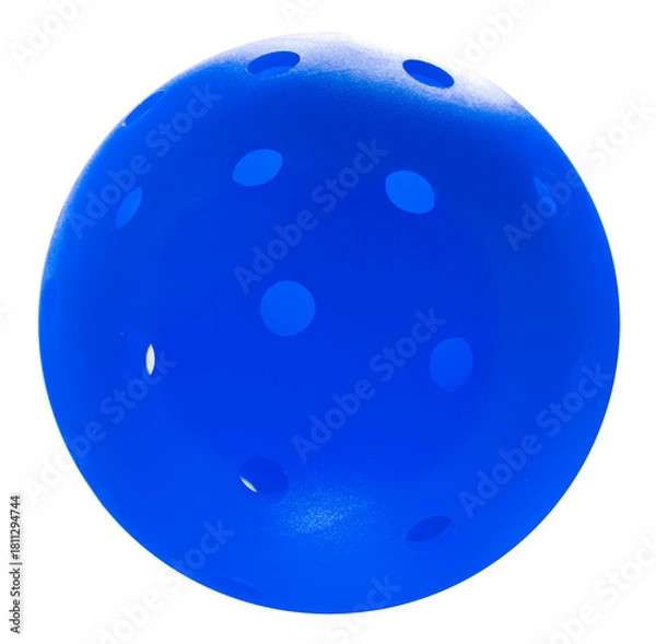 Fototapeta Dark Blue pickleball with perforated design, isolated on white with clipping path ,pickleball  ball vibrant sports equipment perfect for indoor and outdoor play PNG File.