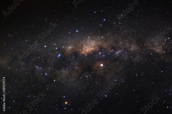 Fototapeta Milky way galaxy with stars and space dust in the universe, Long exposure photograph, with grain.