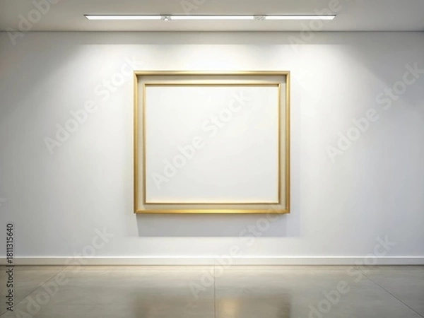 Obraz A striking abstract piece dominates a crisp white gallery wall with elegant gold frame