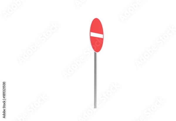 Obraz No entry road sign angle view without shadow 3d render