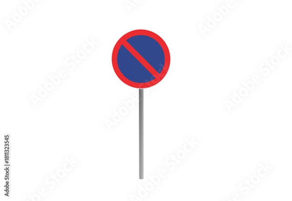 Obraz no waiting road sign front view without shadow 3d render