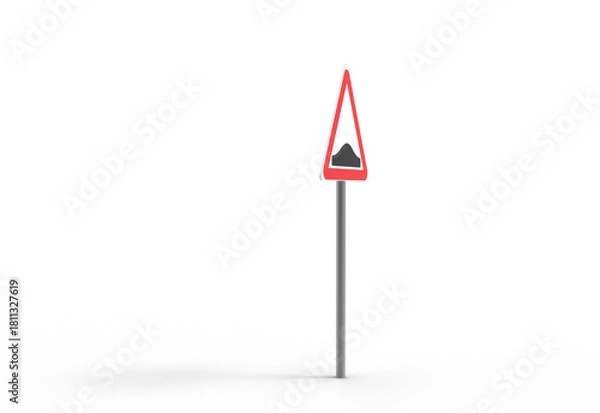 Obraz speed breaker road sign angle view with shadow 3d render