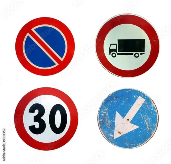Obraz four circular road signs