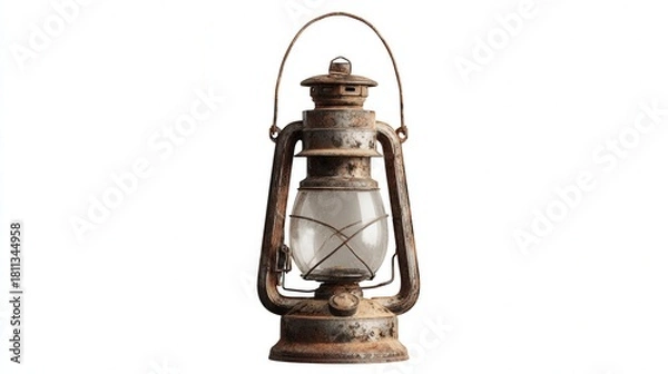Fototapeta Rustic lantern isolated on white background