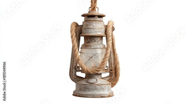 Fototapeta Rustic lantern isolated on white background