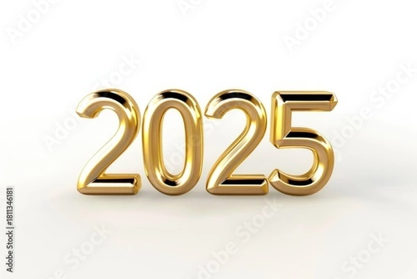 Fototapeta Golden 2025 numbers on white