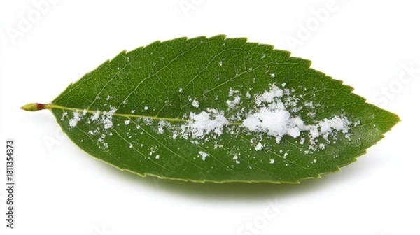 Fototapeta Snow leaf tip isolated on white background