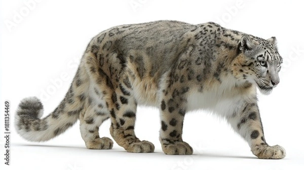 Fototapeta Snow leopard isolated on white background