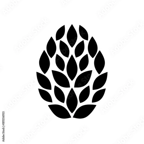 Obraz Abstract leaves forming egg shape art on transparent background silhouette