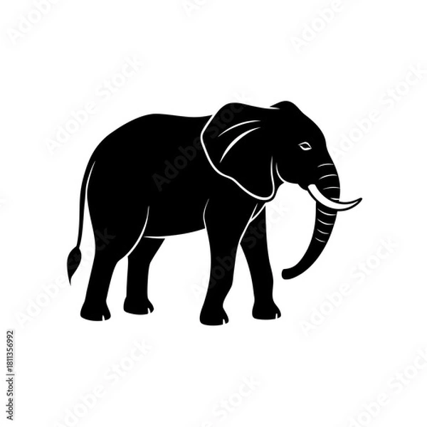 Obraz Silhouette of a standing elephant art on transparent background