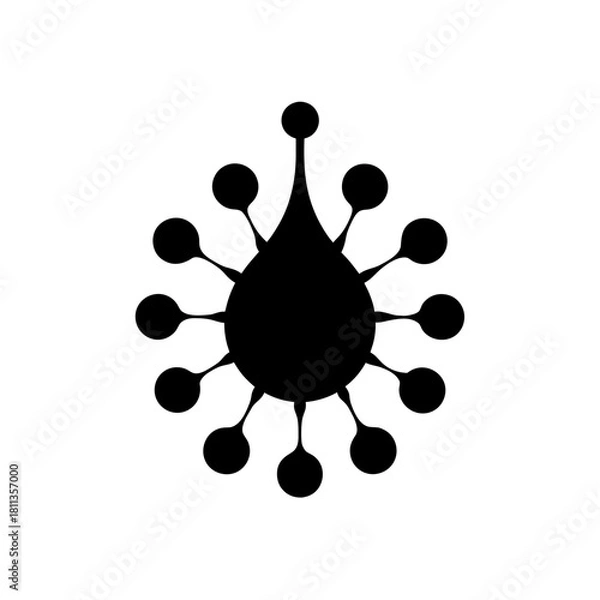 Obraz Black droplet with circular elements on transparent background silhouette