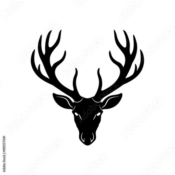 Fototapeta Silhouette of a deer head with antlers on transparent background