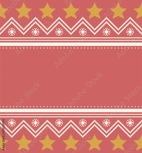 Obraz Christmas pixel pattern with stars and snowflakes