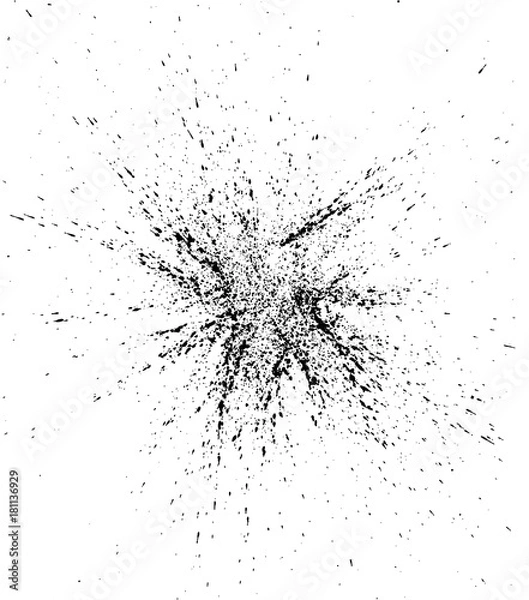 Fototapeta Black paint, ink splash, brushes ink droplets, blots. Black ink splatter background, isolated on white. Vector illustration.
