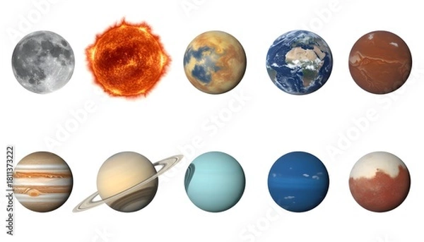 Fototapeta Solar system planets represented as easter eggs on a white background