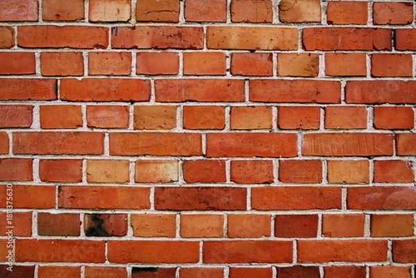 Fototapeta Détail de mur de briques neuf. Briques et mortier.