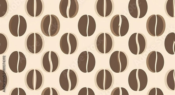 Obraz Coffee bean pattern repeating on a light beige background.