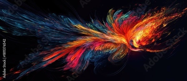 Fototapeta Vibrant abstract art depicting a phoenix in motion